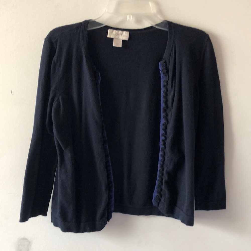 navy blue cropped cardigan